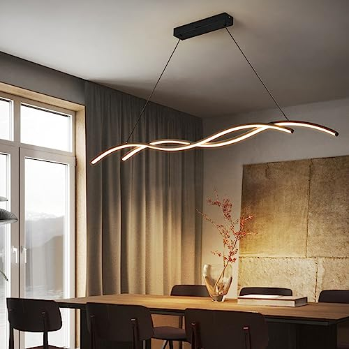 Bellastein Moderne LED pendelleuchte esszimmer dimmbar hängelampe esstisch schwarz, Wohnzimmer Küche Hängend Lampe Moderne Kreative Designer Kronleuchter Büro Leuchten Deckenleuchte (Schwarz, L90cm)