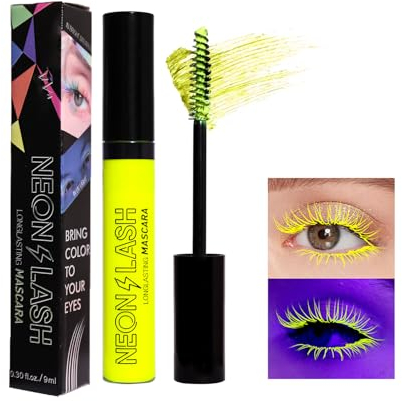 Bunt Wimperntusche Wasserfest Feiner Pinsel, Mascara, wasserfest, langlebig, wischfest, voluminös und charmant, mehrere Farben erhältlich Clubbing oder Kostüm Make-up #01 Gelb