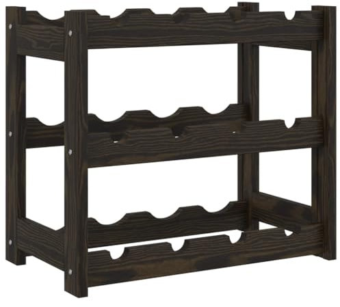 vidaXL Casier à Bouteilles pour 12 Bouteilles, Étagère à Vin avec Rangement, Casier à Bouteilles, Porte-Bouteilles, Moderne, Noir Bois de Pin Solide
