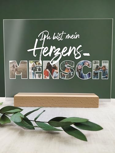 Du bist mein Herzensmensch - Acryl Foto Geschenk - Jahrestag Geschenk Für Ihn - Partner Geschenke Für Ihn, Geburtstagsgeschenke Kleinigkeiten, Freundschaftsgeschenke, Paar Geschenke Für Ihn,
