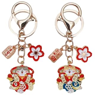 2 Pièces Porte-Clés Chat Porte-Bonheur, Porte-clés Forme Chat, Pendentif Chat Porte-Clés, pour Décoration Porte-clés, Sac Ornements, Amoureux Chats Cadeau