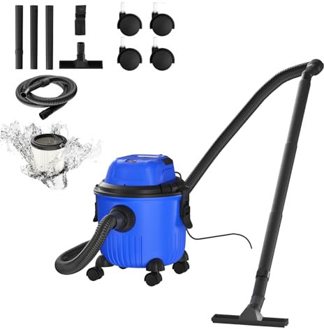 Rigogo 1800W Aspirapolvere Aspiratore Industriale Secco/Umido, 3-IN-1 aspirapolvere, funzione del ventilatore, contenitore di plastica 15L, tubo flessibile 1.5M
