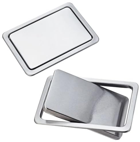 LYXXW Contenedor Redondo Empotrado para Escritorio, Cubierta con Solapa Incorporada Automóvil De Acero Inoxidable 430, Montaje En Cocina Plateado, Basura Abatible Integrada,27.1cm Rectangular