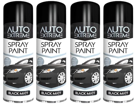 PNJB All Purpose Spray Paint, Matt Spray, Matt Aerosol, Clear Durable Appearance, High Performance, Fast Drying, Multipurpose Black Spray Paint (4 Pcs)