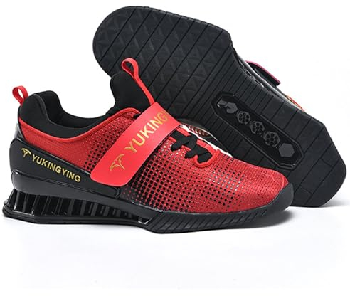 Powerlifting Bodybuilding Shoes Squat Schuhe Gewichtheberschuhe Herren mit Hartplastik-Keilabsatz,extrem rutschfest & stabil,Weightlifting Shoes mit starrer Gummi/TPU Sohle & Doppelverschluss,39-46 EU