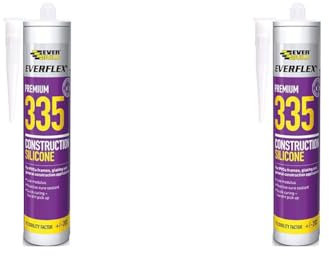 Everbuild Everflex 335 Premium | Trade Quality, Low Modulus Construction Silicone Sealent - 295ml - White (Pack of 2)