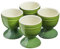 Cooks Professional Set of 4 Colourful Egg Cups | 40ml Durable Chip Resistant Ceramic Stoneware Dinnerware Graduated Design Egg Holders | Dishwasher & Microwave Safe | Green