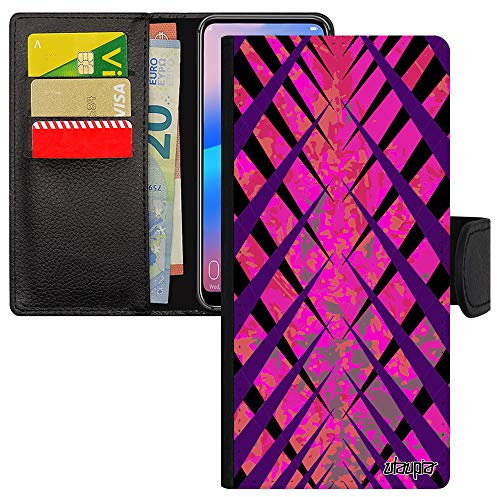 Coque pour Samsung S24+ Plus Portefeuille Design Carreau Smartphone de Protection 5G Losange Case geometrique Tartan Pas Cher Rose Galaxy