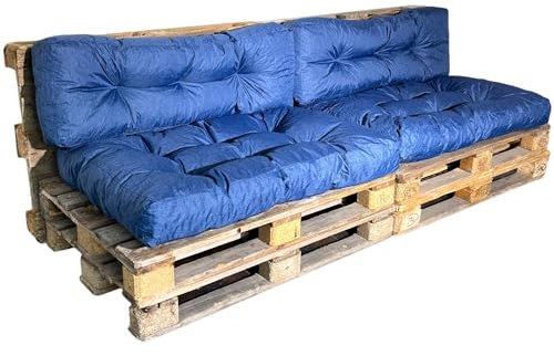 bananair - Palettenkissen Outdoor Set x2 - Bequem, Robuster, UV-beständiger & Wasserabweisender - Ideal für Europaletten, Palettenmöbel (2 Sitzkissen 120x80 + 2 Rückenkissen 120x40, Blau)