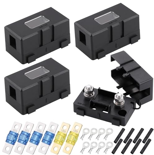 4Pcs Porte-fusibles Midi, ANS Porte-fusibles de Voiture avec Fusibles 60A, 10A, 120A et 8 Bornes, Boîte à Fusibles de Voiture, Porte-fusibles Midi pour Voitures, Camions, Véhicules, Style B