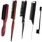 5 Stück Edges Brush, Sleek Bun Bürste Haarbürste Set für Sleek Zopf, Wildschweinborsten Sleek Bürste Set Bart Pinsel Haarbürste mit Dichten für Langes, Dickes, Lockiges, Welliges