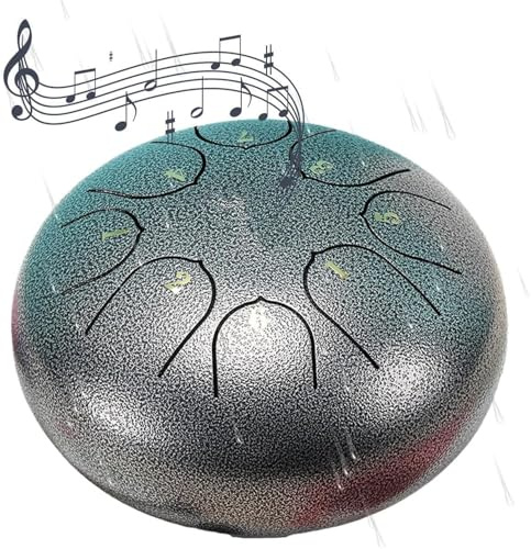 Regentrommel für Außengarten, Steel Tongue Drum,8 Noten 6 Zoll Ch-akra Drum für Regen, Stahlzungentrommel, Regenglocke, um eine friedliche und charmante Atmosphäre in Garten zu schaffen (Silver)
