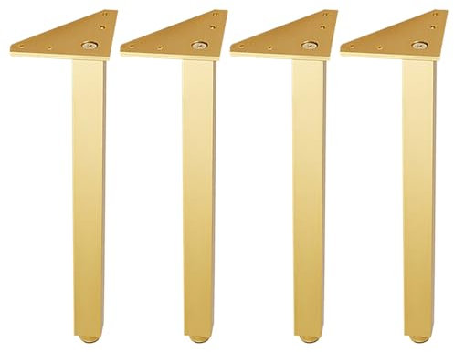 Tischbeine Höhenverstellbar, 4 Stück Quadrat Möbelfüße Gold Tischfüße Höhe: 6-30cm Sockelfuß Aluminiumlegierung | Eloxierte Oberfläche | Couchtisch TV Tisch Beistelltische Kommode-30cm/11.8