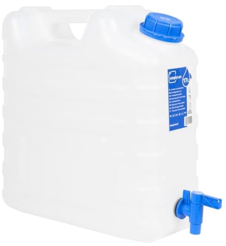 vidaXL Wasserbehälter, Wasserkanister mit Hahn, Trinkwasserkanister für Außenbereich, Camping Kanister, Transparent 17 L Kunststoff