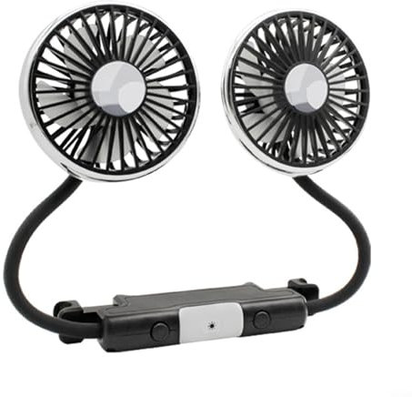 Dual Head Car Fan, 12V Backseat Car Cooling Fan, Adjustable Dual Head Car Clip Fan For Front/Rear Seat, Summer Car Cooling Air Circulator