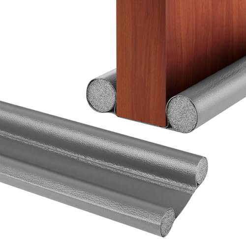 Zugluftstopper für Türen, 96cm Türdichtung Zugluftstopper, Türdichtung Unten, Luftzugstopper für Türen, Zugluftstopper Haustür, Windstopper Tür, Türbodendoppeldichtung Schutz Luftzug Lärm (Grau)