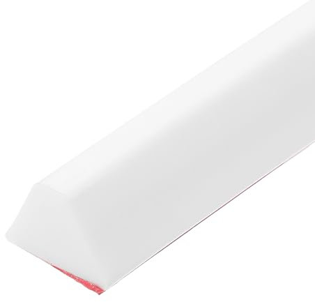 sourcing map Collapsible Shower Barrier, 39 Inch Silicone Water Splash Guard Strip 0.6 Inch W 0.4 Inch H Self Adhesive Water Stopper Barrier Dry and Wet Separation for Bathroom, White