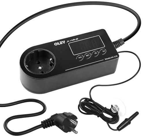 Presa termostatica, 220 V, regolatore di temperatura con sonda, termostato igrostato, presa temporizzata, termostato digitale, terrario, giorno notte, per serra, acquario, terrario, rettili