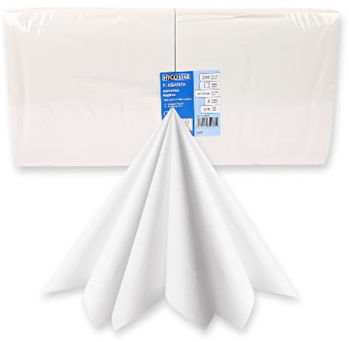 1000 Stück Hygostar Servietten Eleganza 40 x 40 cm | 3-lagig, FSC®-zertifiziert, weiß, L: 40cm, B: 40cm, Servietten aus Zellulose, Stoffservietten