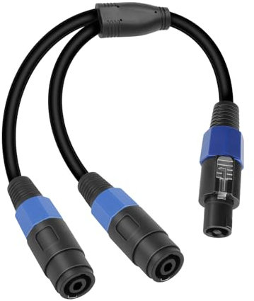 GELRHONR 0.5m Speakon Plug Speaker Cable Speakon 1 Male to 2 Female Audio Extension Cable Signal Stability Belt Lock Is Not Easy to Fall Stage (1M2F)
