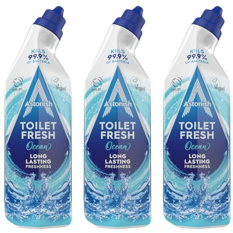 Astonish Toilet Fresh Gel, Kills 99.9% of Bacteria, Limescale Prevention, 3 x 750ml, Ocean