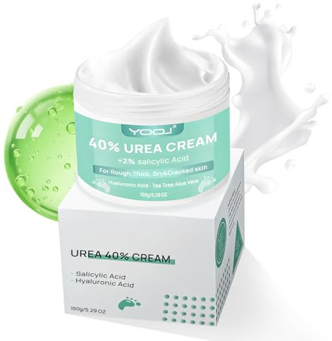 Miioto Urea Creme 40%, Creme mit Hyaluronsäure für Feuchtigkeit, Fusscreme Sehr Trockene Füsse, Kallusentferner und Erweichung, Füße, Hände, Fersen, Ellbogen, Nägel und Knie