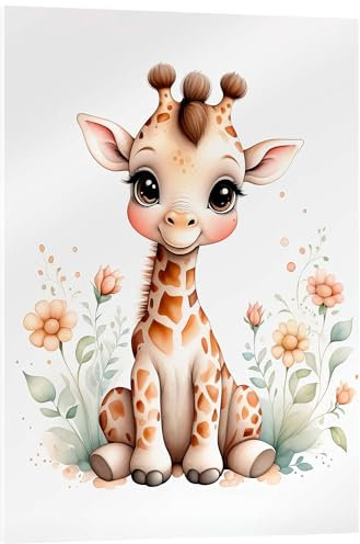Posterlounge Niedliche baby Giraffe Acrylglasbild von nobelart 70 x 90 cm Wandbilder Wanddeko