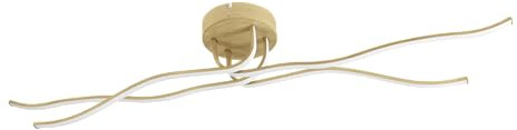 EGLO LED Deckenleuchte Roncade 2, wellenförmige Deckenlampe, Wohnzimmerlampe aus Metall in heller Holz-Optik, Lampe Wohnzimmer warmweiß, 110 cm