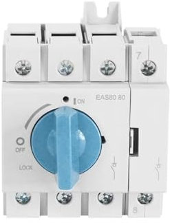 GWGQTELENC Interrupteur d'isolement EAS80 AC, 800 VCA 4P, 63 A, 80 A, 100 A, Montage sur Rail DIN, poignée rotative, interrupteurs sectionneurs(4P 63A)