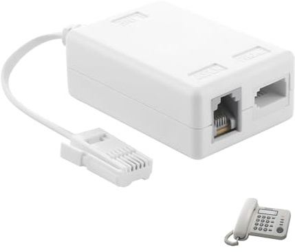 ADSL Filter Microfilter Splitter for Broadband & Telephone, BT Plug to ADSL RJ11 Connector, Noise Reduction Adapter for Modem, Router, Phone, Fax, Landline, and Alarm System Stable Reliable Signal