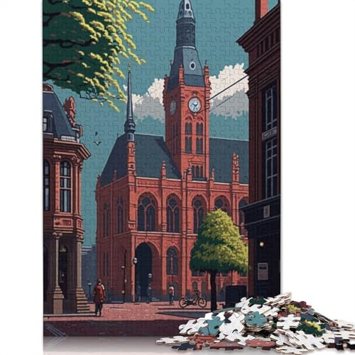 Mannheim Pixel Art Puzzle, umweltfreundliche Materialien, 100% recycelter Karton, Puzzle für Frauen und Männer, einzigartiges Geschenk, 1000 Teile (26 x 38 cm)