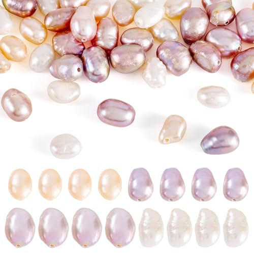 Crafans Lot de 40 perles de culture d'eau douce naturelles polies de 5 mm, 4 couleurs, perles d'eau douce naturelles irrégulières pour fabrication de bracelets, colliers, bijoux