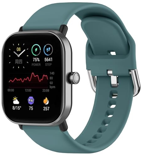 Yoohoo Correa 20mm para Correa Amazfit GTS/GTS 2/GTS 2 Mini/GTS 3/GTS4 Mini | Deportiva Silicona Correa para Amazfit Bip 3/Bip U/Bip U Pro/Bip Lite Pulsera Suave,Transpirable, Ajustable Mujer Hombre