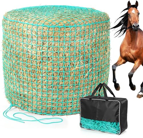 Dibaful Heunetz für Pferde Rundballen ø150cm Höhe 150cm Maschenweite 4.5 x 4.5cm | Stabiles Fütterung für Pferd Rundballennetz Geeignet Heuballennetz Engmaschig