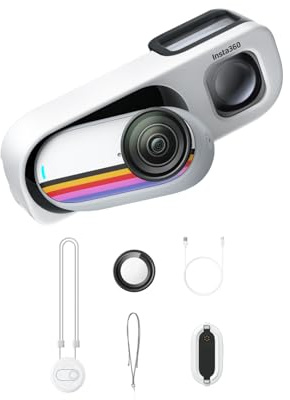Insta360 GO 3S Retro Bundle 64GB White - 4K Vlogging Camera, Tiny&Portable | POV Cam, Hands-Free, Mount Anywhere, 140-Min Battery Life, 10m Waterproof, AI Editing, Find My, Travel, Vlog, Sports, Pets