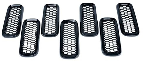 Griglia Radiatori Per Jeep Per Renegade 2015 2016 2017 7 Pezzi Griglia Anteriore Inserti Racing Telaio Rivestimento ABS Nero(Inside)