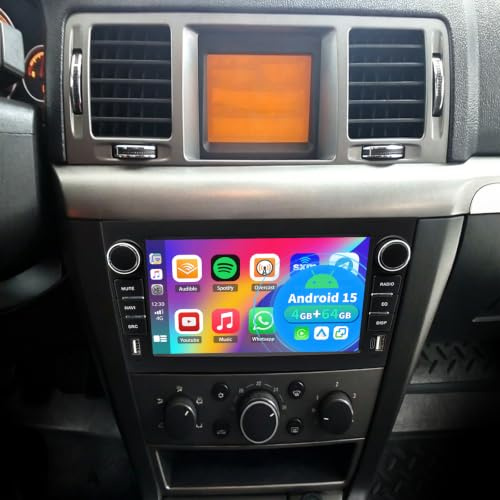 4+64G Android 15 Auto Radio Coche con CarPlay Android Auto para Opel Vectra 2003-2008, Pantalla táctil de 7 Pulgadas Autoradio Estéreo Reproductor con navegación GPS SWC FM RDS Mirror Link Bluetooth