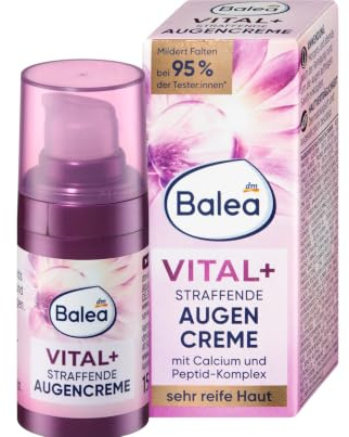 Balea Vital+ Straffende Augencreme – 15 ml – Anti-Falten Augenpflege für reife Haut – Mit Peptiden & Hyaluron
