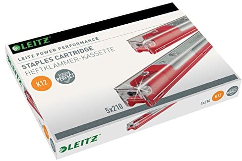 Leitz Power Performance Heavy-Duty Heftklammerkassetten K12, Verzinkt, Box mit 5 Kassetten, 5 x 210 Heftklammern, 55940000