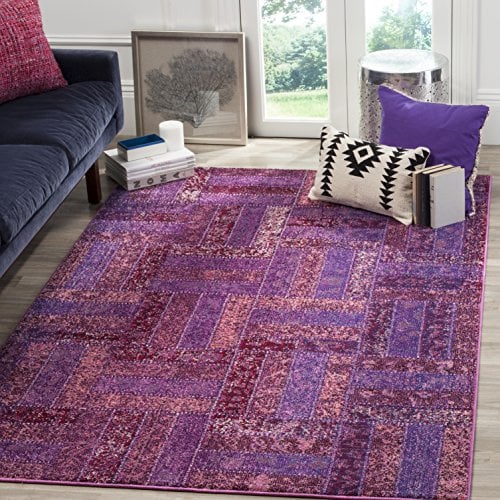SAFAVIEH Monaco Collection Area Rug - 5'1 x 7'7, Purple & Multi, Modern Design, Non-Shedding & Easy Care, Ideal for High Traffic Areas in Living Room, Bedroom (MNC214L)