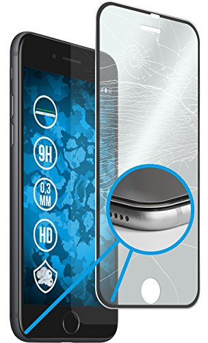 PhoneNatic 1er-Pack Glas-Folie klar Full-Screen mit Metallrahmen in schwarz kompatibel mit Apple iPhone 7/8 / SE 2020 - Schutzglas für iPhone 7/8 / SE 2020