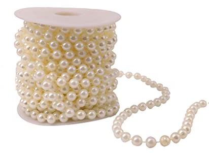 10m Perlenkette Perlengirlande 8mm Hochzeit Feste Deko Elfenbein