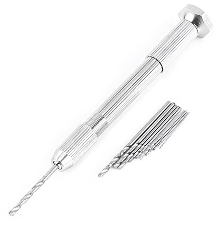 Präzision Pinzette Handbohrer mit 10 HSS Bohrer Set 0.5 bis 2mm