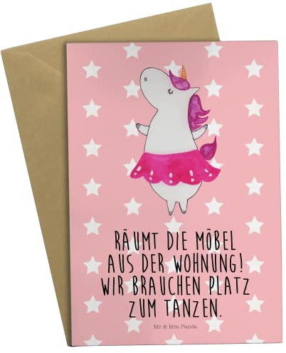 Mr. & Mrs. Panda Grußkarte Einhorn Ballerina - Geschenk, Tanzen, Unicorn, Einhörner, Wohnung, Lebensfreude, Geburtstagskarte, Hochzeitskarte,