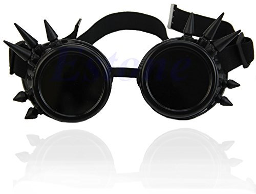 Lamdoo - Occhialini da saldatore in stile steampunk gotico/vittoriano/vintage, per cosplay, colore nero