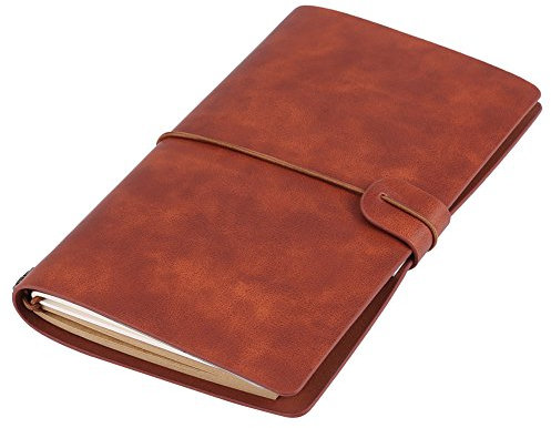 Asixx Notizbuch Leder, Leder Tagebuch Klassische Vintage-Stil Travelers Notebook für Mann & Frau Nachfüllbar Notizbuch & Travel Tagebuch, 20.8 x 12.8cm(Braun)