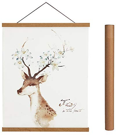 Artmag Magnetic Poster Hanger Frame, 8x10 8x12 8x24 Light Wood Wooden Magnet Canvas Artwork Print Poster Hangers Frames Hanging Kit (Teak Wood, 8)