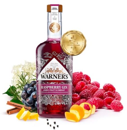 Warner’s Raspberry Flavoured Gin 70cl, Premium Fruit Gin, Great for Gin Gifts, Naturally Pink Gin With Real Raspberry Juice, Ideal For Gin Based Cocktails Including Gin & Tonic or Tom Collins