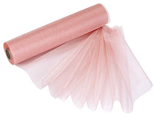 Trimming Shop Organza-Rolle, 25 m x 29 cm, schneetransparenter Glitzerstoff, Elegantes Dekotuch für Stuhlschleife, Tischläufer, Hochzeitslocation, Partydekoration, Pfirsich