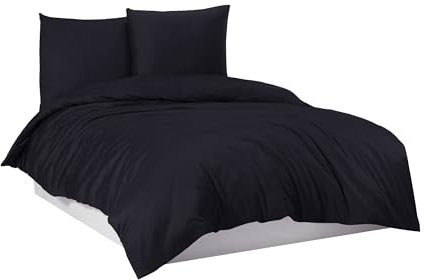 Mixibaby Bettwäsche Bettgarnitur Bettbezug 100% Baumwolle 135x200 155x220 200x220 200x200, Farbe:Schwarz, Größe:200 x 200 cm